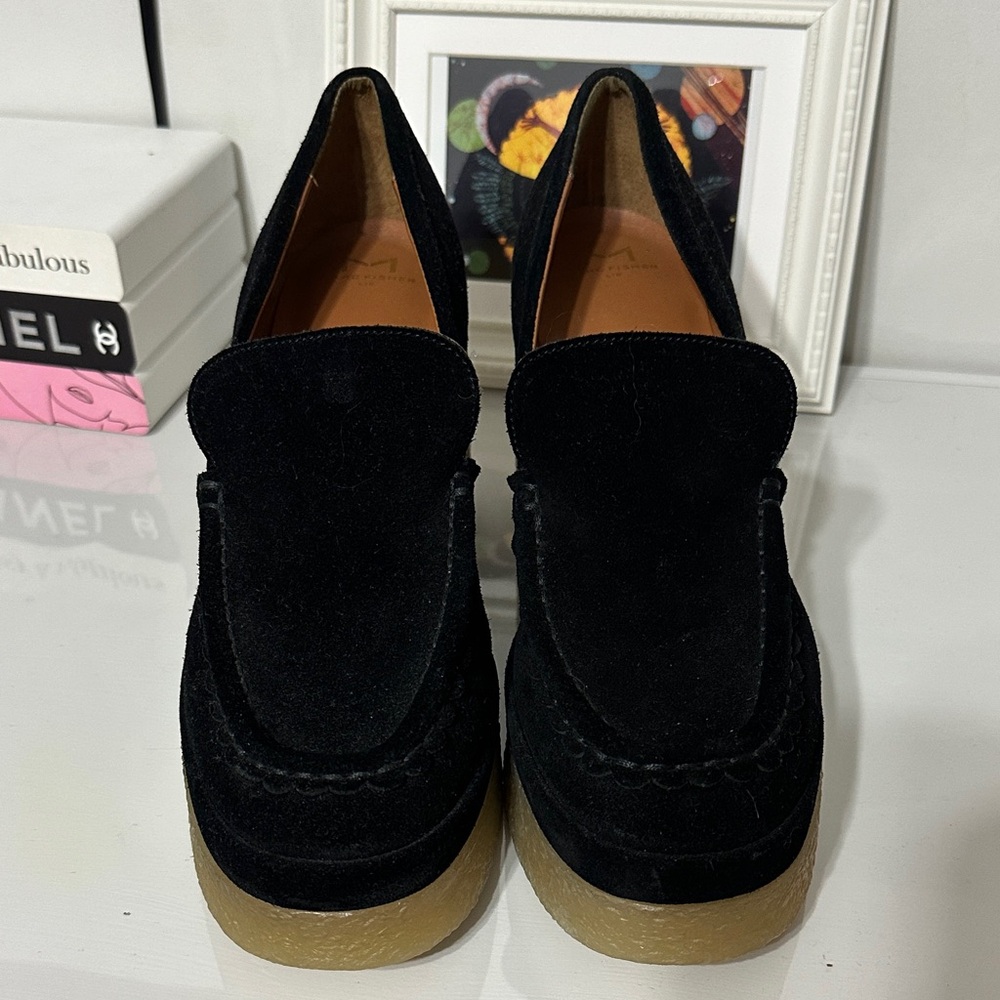 Marc Fisher Black Suede Platform Loafers